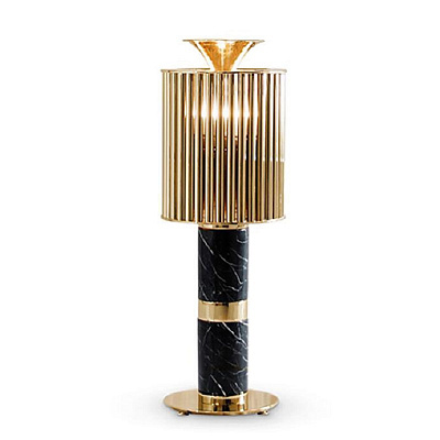 Настольная лампа Donna Table Light in Brass with Marble Base Белый  фото 1